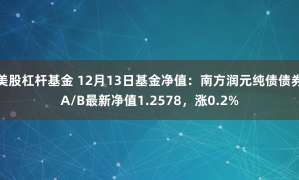 美股杠杆基金 12月13日基金净值：南方润元纯债债券A/B最新净值1.2578，涨0.2%