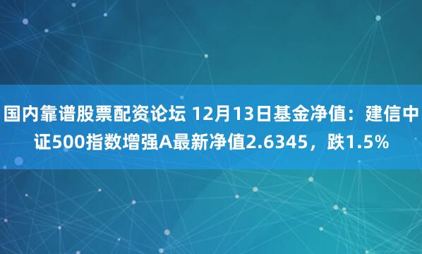 国内靠谱股票配资论坛 12月13日基金净值：建信中证500指数增强A最新净值2.6345，跌1.5%