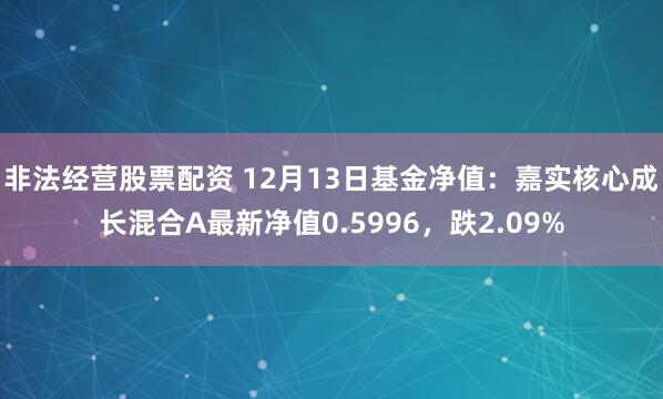 非法经营股票配资 12月13日基金净值：嘉实核心成长混合A最新净值0.5996，跌2.09%